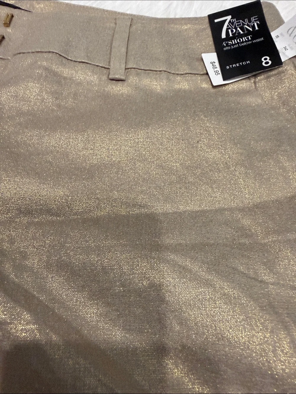 New York & Company Metallic Gold Cuffed Bermuda Shorts - Picture 5 of 7
